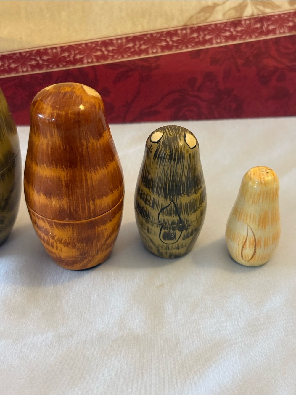 Vintage Matryoshka Hand Painted Tabby Cat Kitty Wood Russian Nesting Dolls Set 5 - Picture 10 of 10